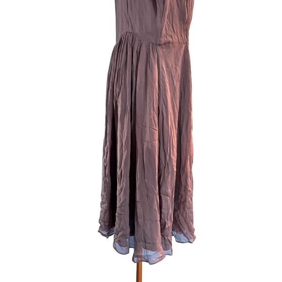 NWT Boden Boho Viscose Crepe Dress Beads & Sequins Dolman Sleeve Gray US 10 L - Picture 6 of 8